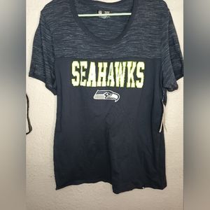 Women's Seattle Seahawks NFL Football Navy Short Sleeve Shirt 2XL